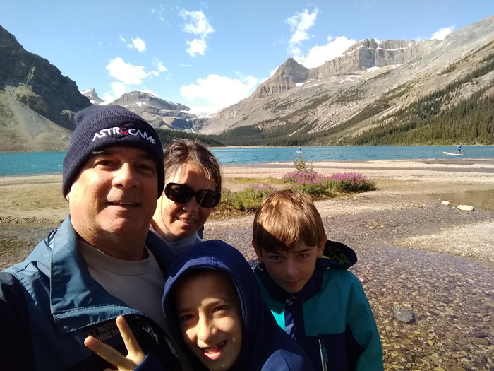 Thomas family at Bow Lake during Icefields Parkway Drive Banff National Park to Jasper National Park 08-01-19 - DJ Peace Pic - Awesome Entertainment Travel Blog